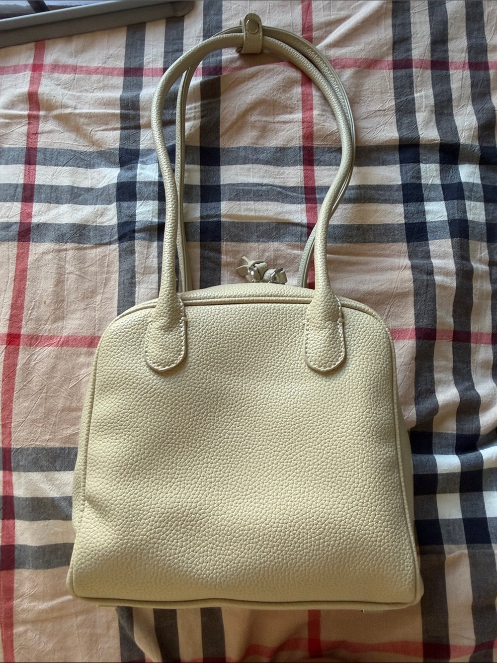 Cream Leather Tote Handbag - Unbranded